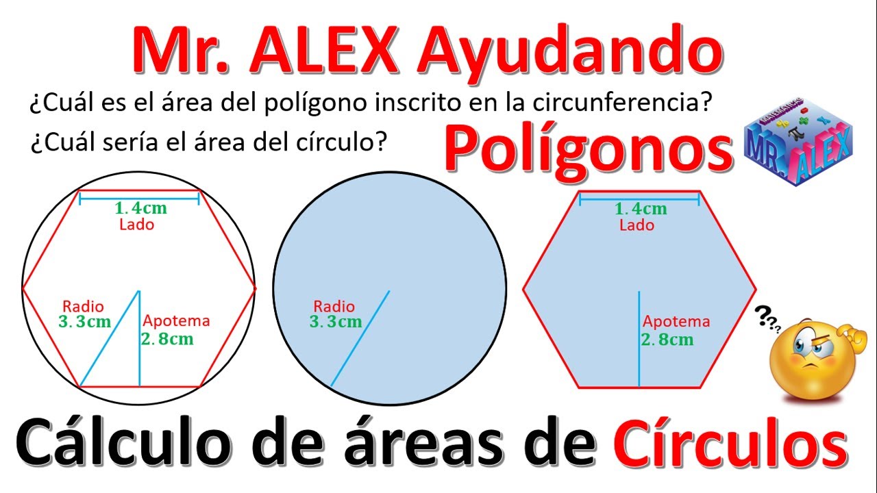 Cálculo del área del círculos y polígonos inscritos paso a paso