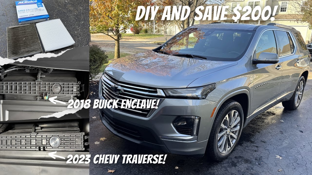 Как заменить воздушный фильтр салона и двигателя Chevy Traverse Buick Enclave