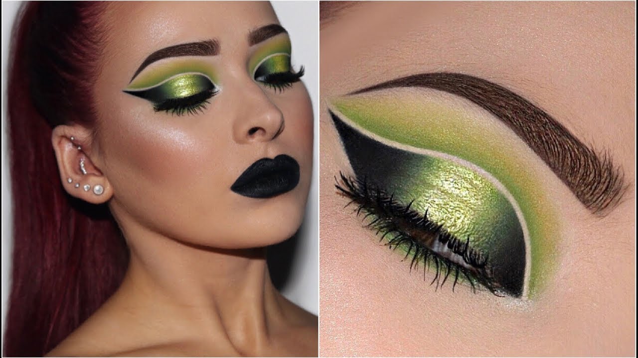 Lime Green Double Cut Crease w/ Black Lips | Makeup Tutorial