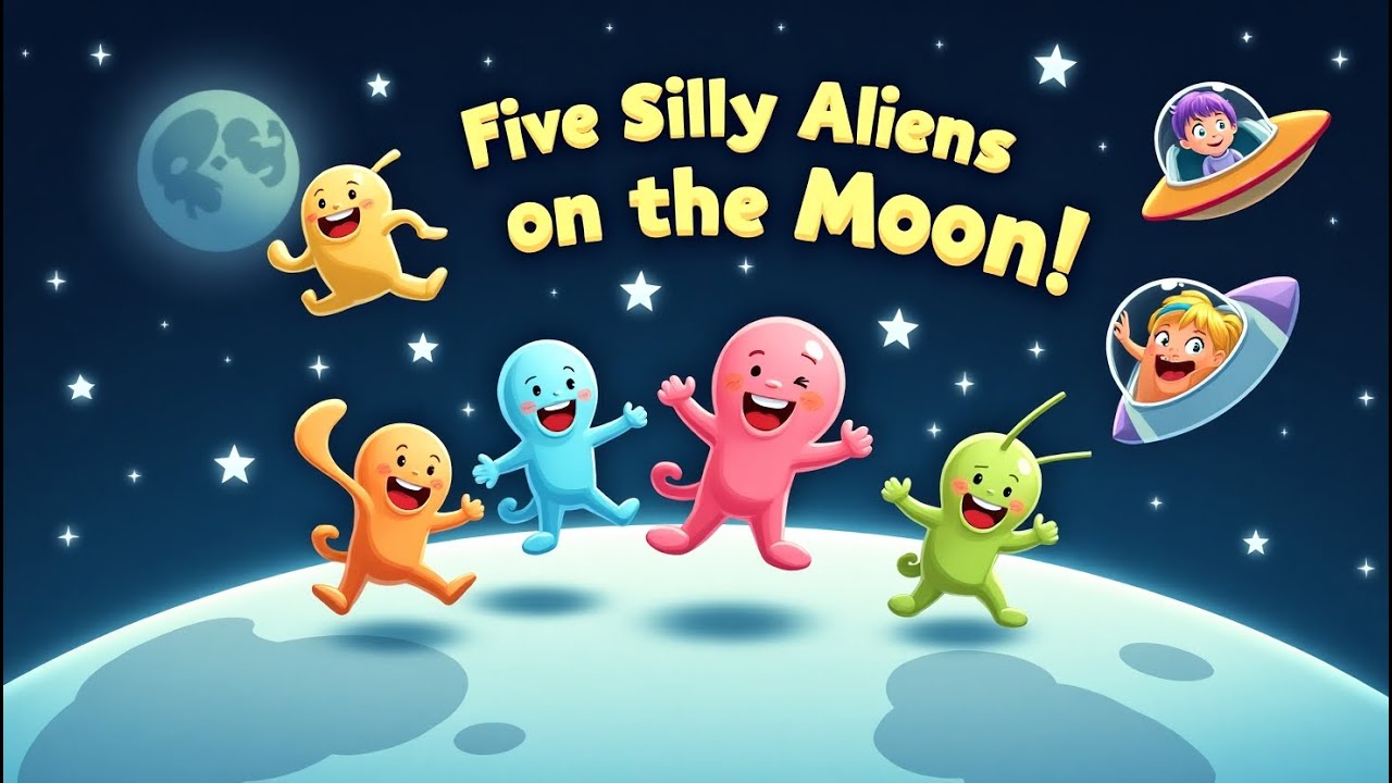 Five Silly Aliens Jumping on the Moon 🌕🛸 | Funny Space Rhyme for Kids | Tumble Jumble Nursery Rhymes
