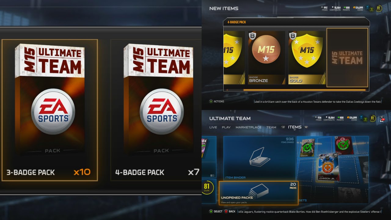 Madden 15 Ultimate Team SO MANY BADGES 71 OMG! Madden 15 Ultimate Team Pack Opening