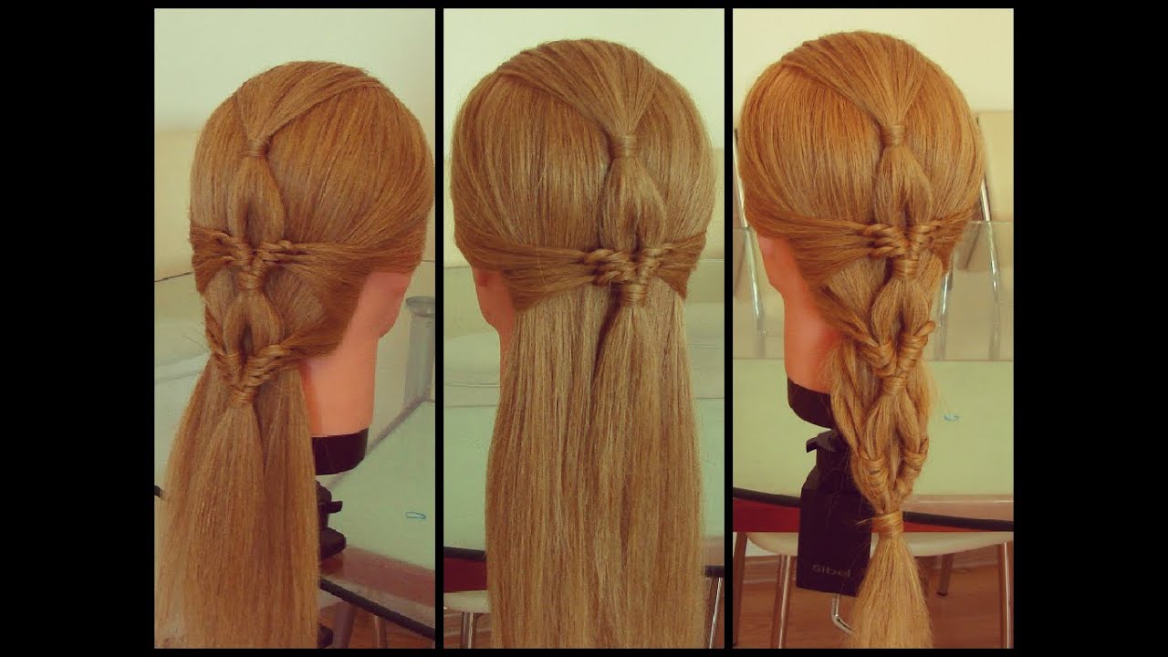 Коса без плетения из узелков. Очень просто. Видео-урок подробный.