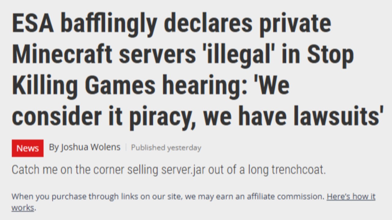 The ESA Declares Private Servers To Be Illegal And An Act Of Piracy