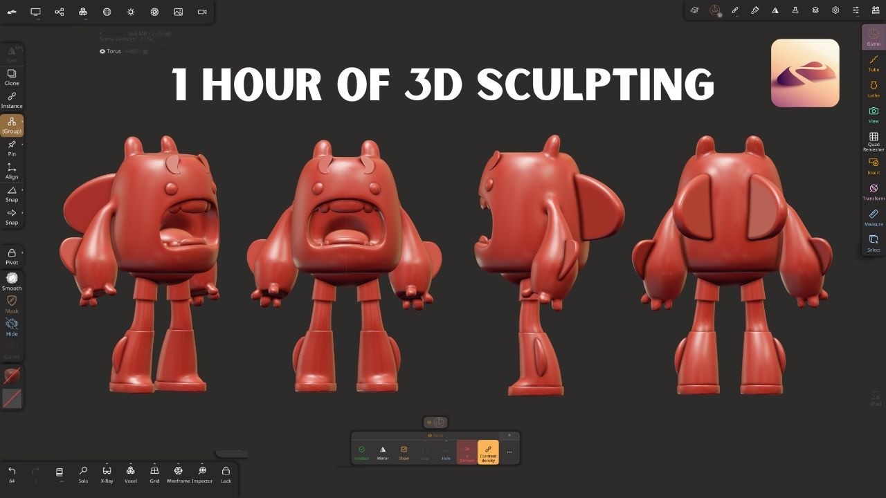 1 Hour of 3D Sculpting on iPad