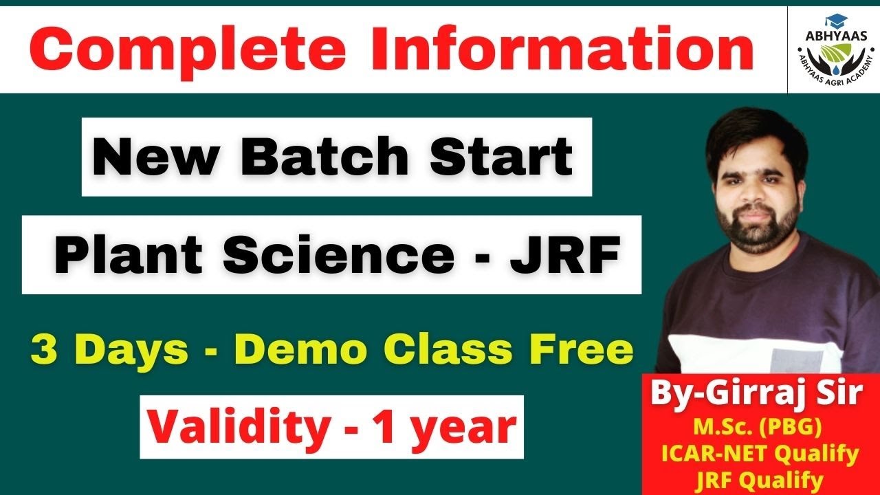 |PLANT SCIENCE - JRF NEW BATCH | COMPLETE INFORMATION | FREE DEMO CLASS | BY GIRRAJ KIRAR SIR |