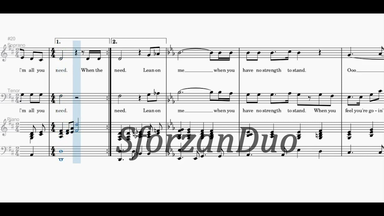 Lean On Me | DUET with Piano | DEMO | MINUS 1