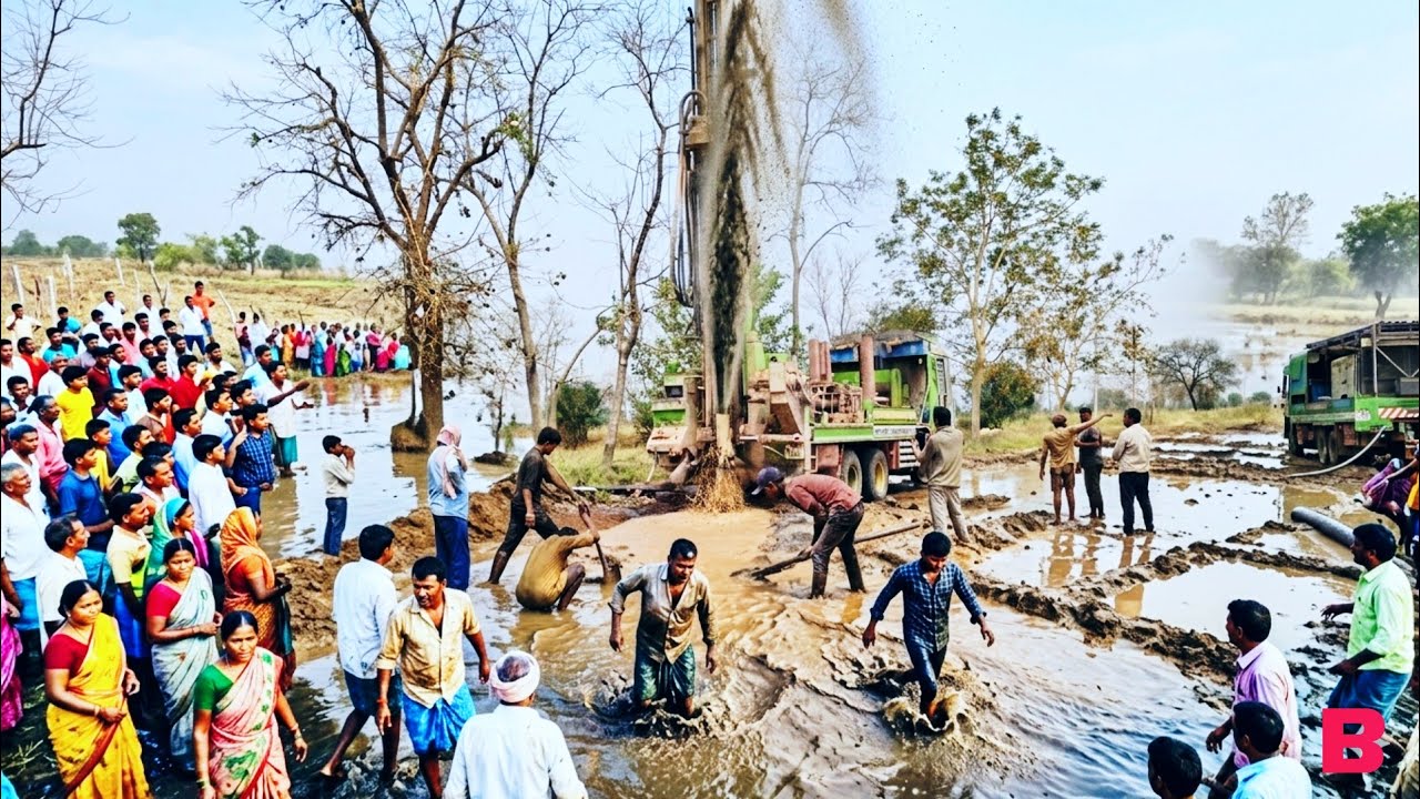 Borewell Drilling: 50 HP Motor Reaching 740 Feet! Coconut Water Method 100% Success | Borewell Video
