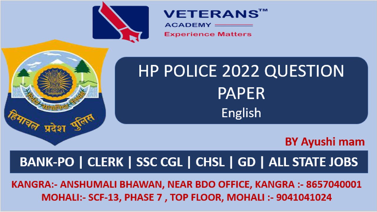 HP POLICE 2022 Constable Exam Question Paper || FULL EXPLANATION || English||  #hppoliceexam