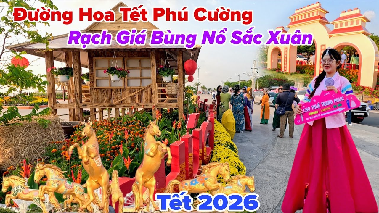 Đường Hoa Tết Phú Cường Rạch Giá Bùng Nổ Sắc Xuân Mang Vẻ Đẹp Tết Xưa 