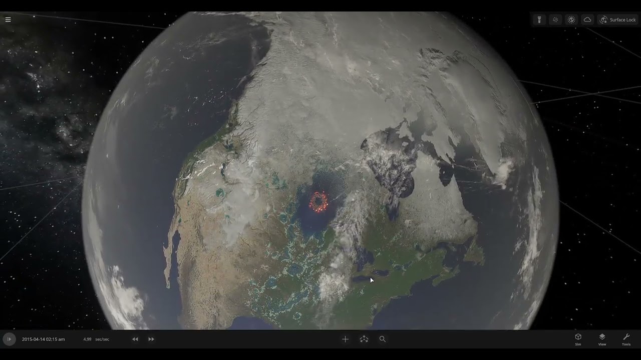 Universe Sandbox throwing the pyramid of Giza at earth