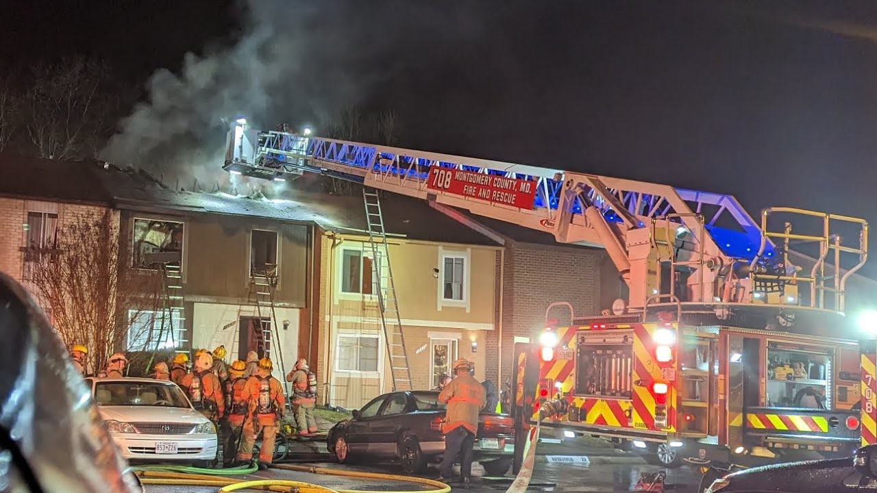 Montgomery County Fire & Rescue on scene of house fire, Montgomery Village MD. (8BOX)