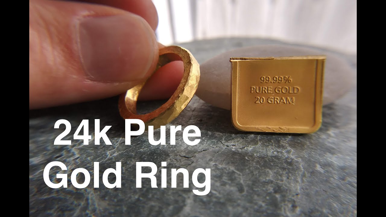 24k Gold Ring, Hand Forged, Fused, Hammered (Mustache Metal Works) (gold ring making)