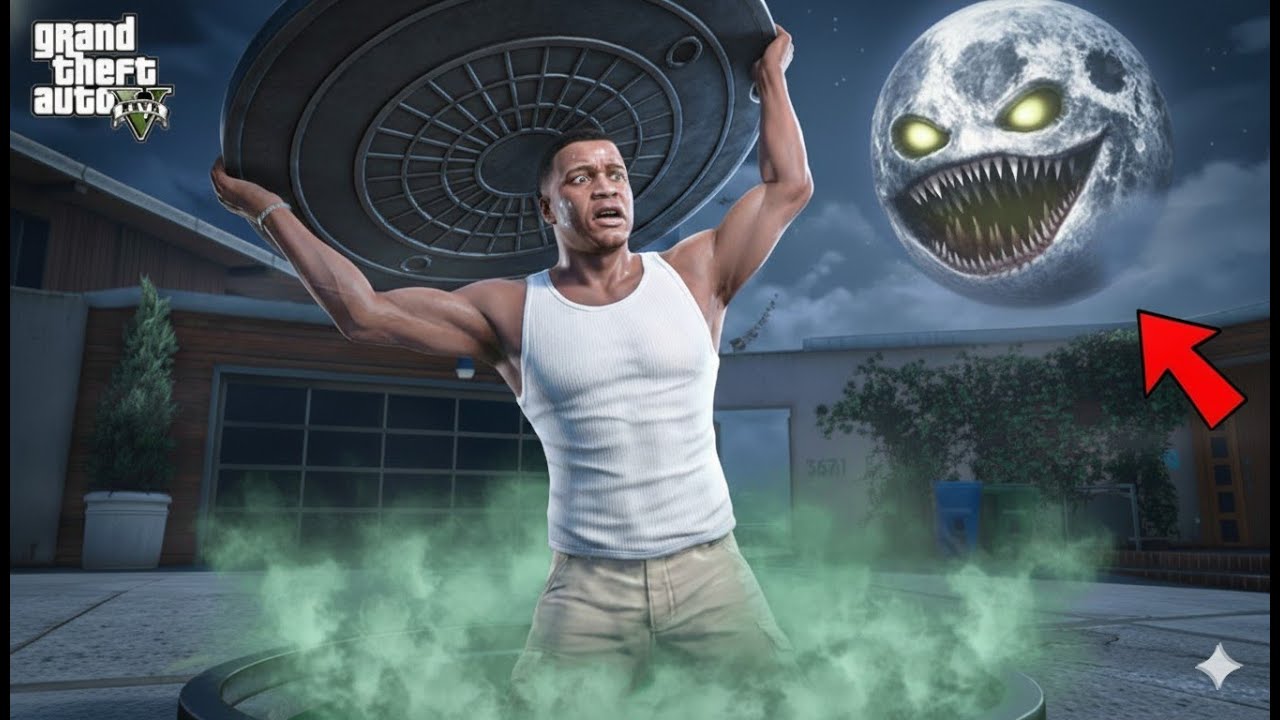 Franklin Vs The Scary Moon In GTA 5 !!