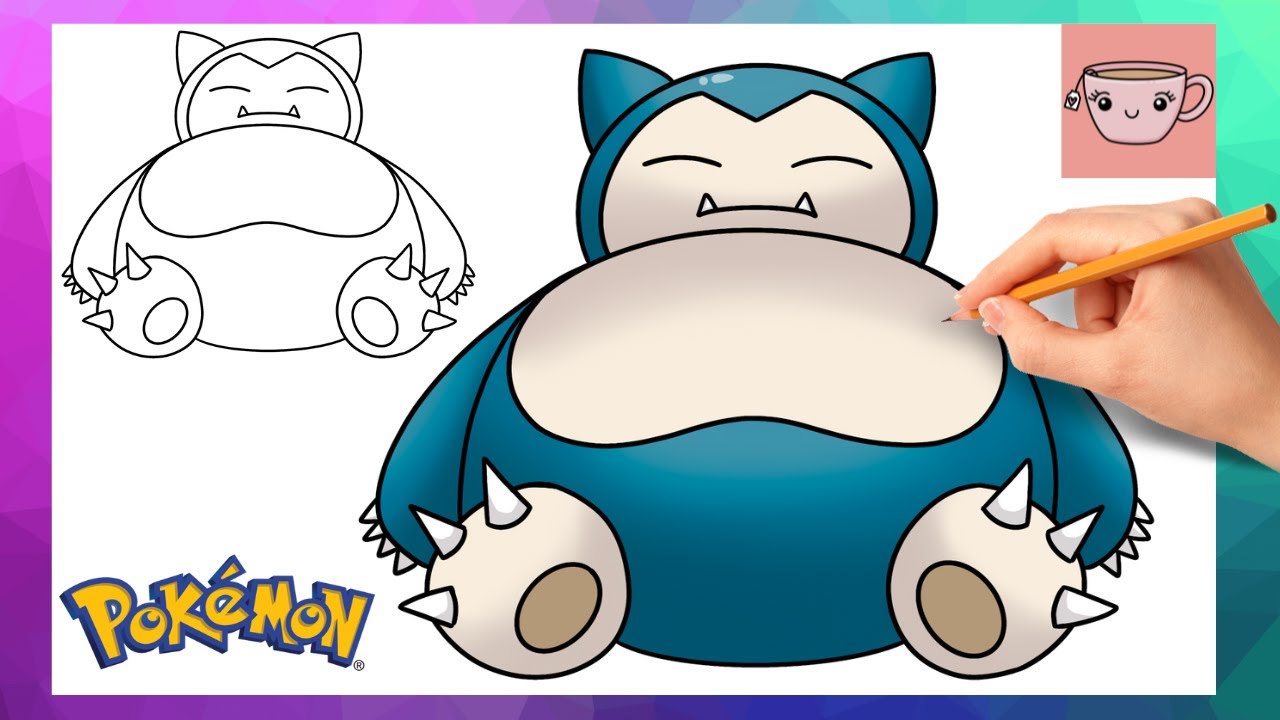 How To Draw Snorlax | Pokemon #0143 | Cute Easy Step By Step Drawing Tutorial
