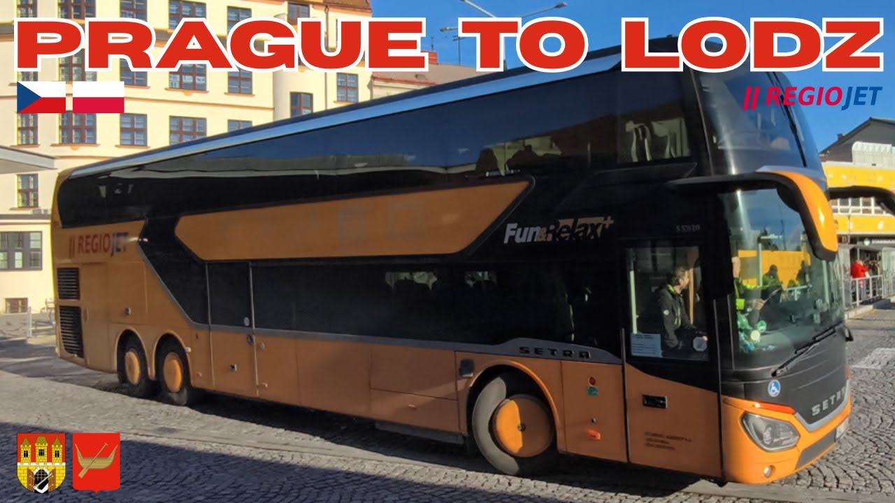 From PRAGUE 🇨🇿 to LODZ 🇵🇱 by RegioJet comfortable bus