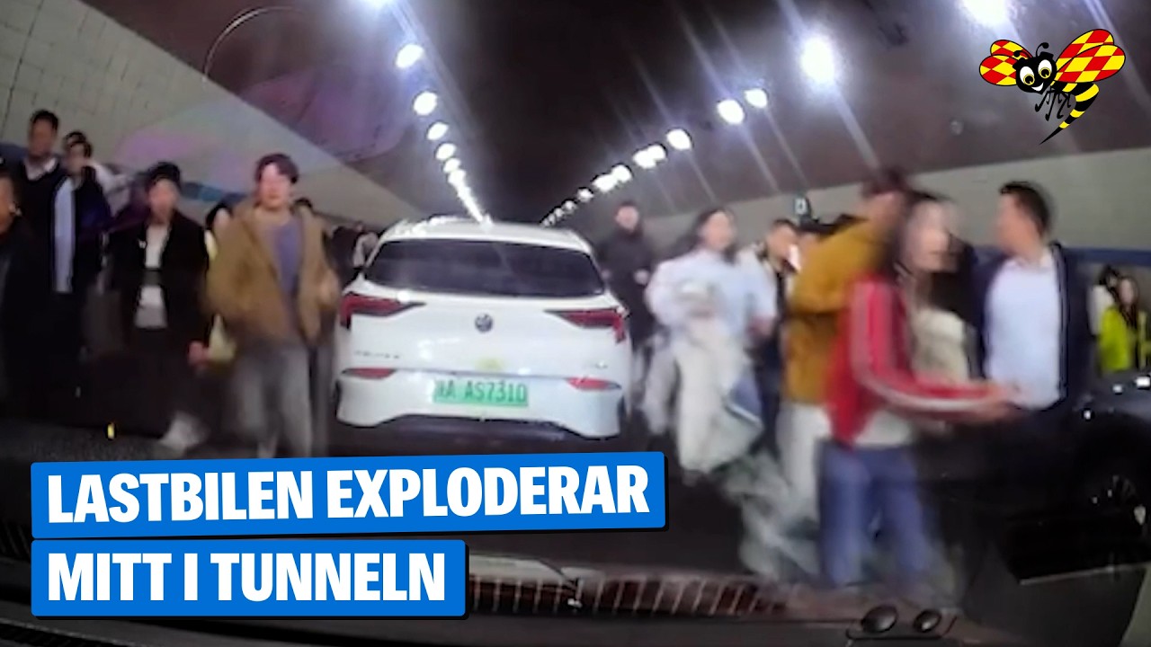 Explosion mitt i tunneln – Folk lämnar sina bilar och flyr i panik