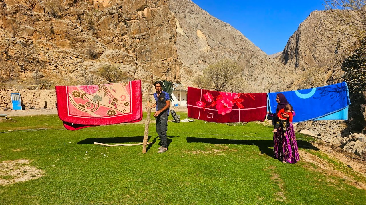 A Busy Mountain Day with Mahmoud & Azam 🏔️  Washing Blankets, Cable Sand Transfer & Buying Blocks 🧱🐑