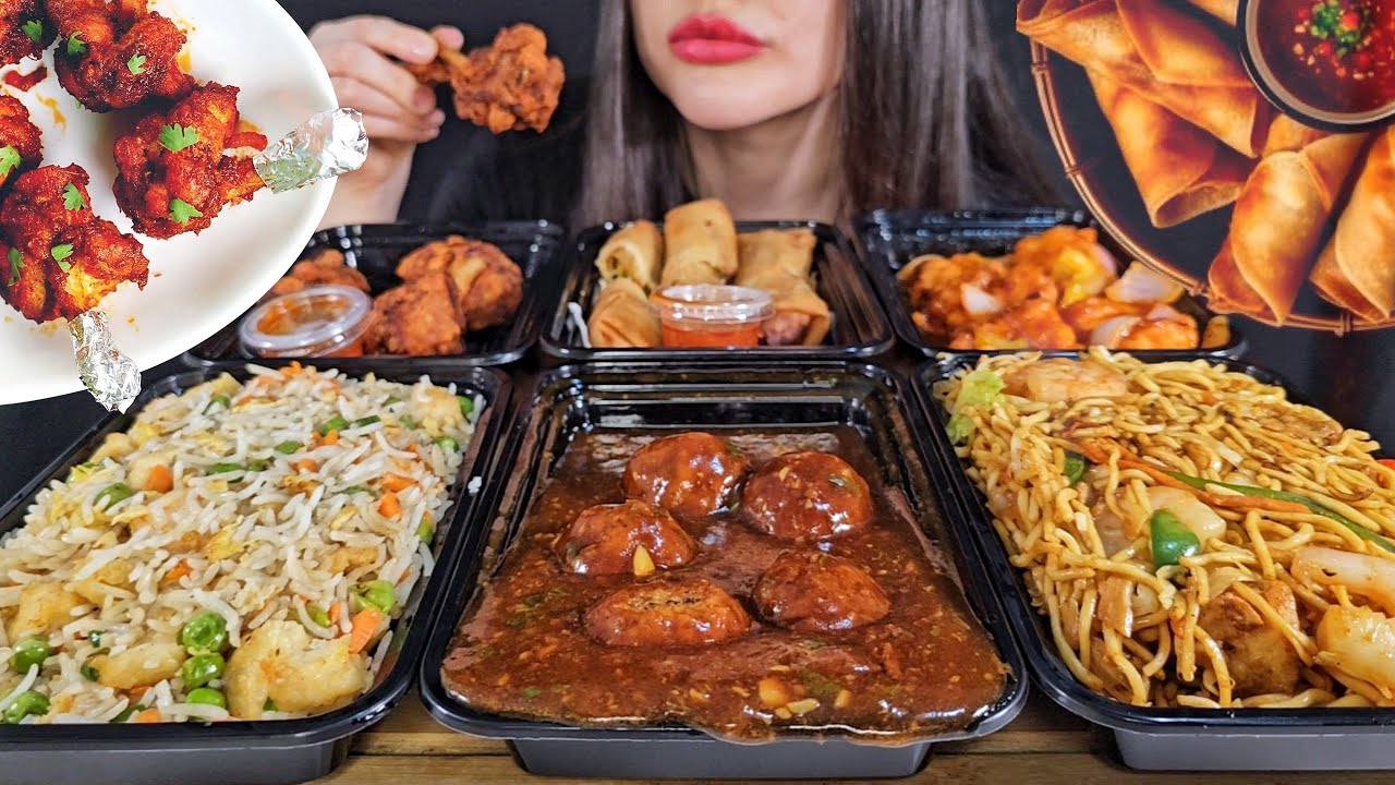 ASMR NOODLES, CHICKEN, MANCHURIAN MUKBANG | EATING INDO CHINESE FOOD