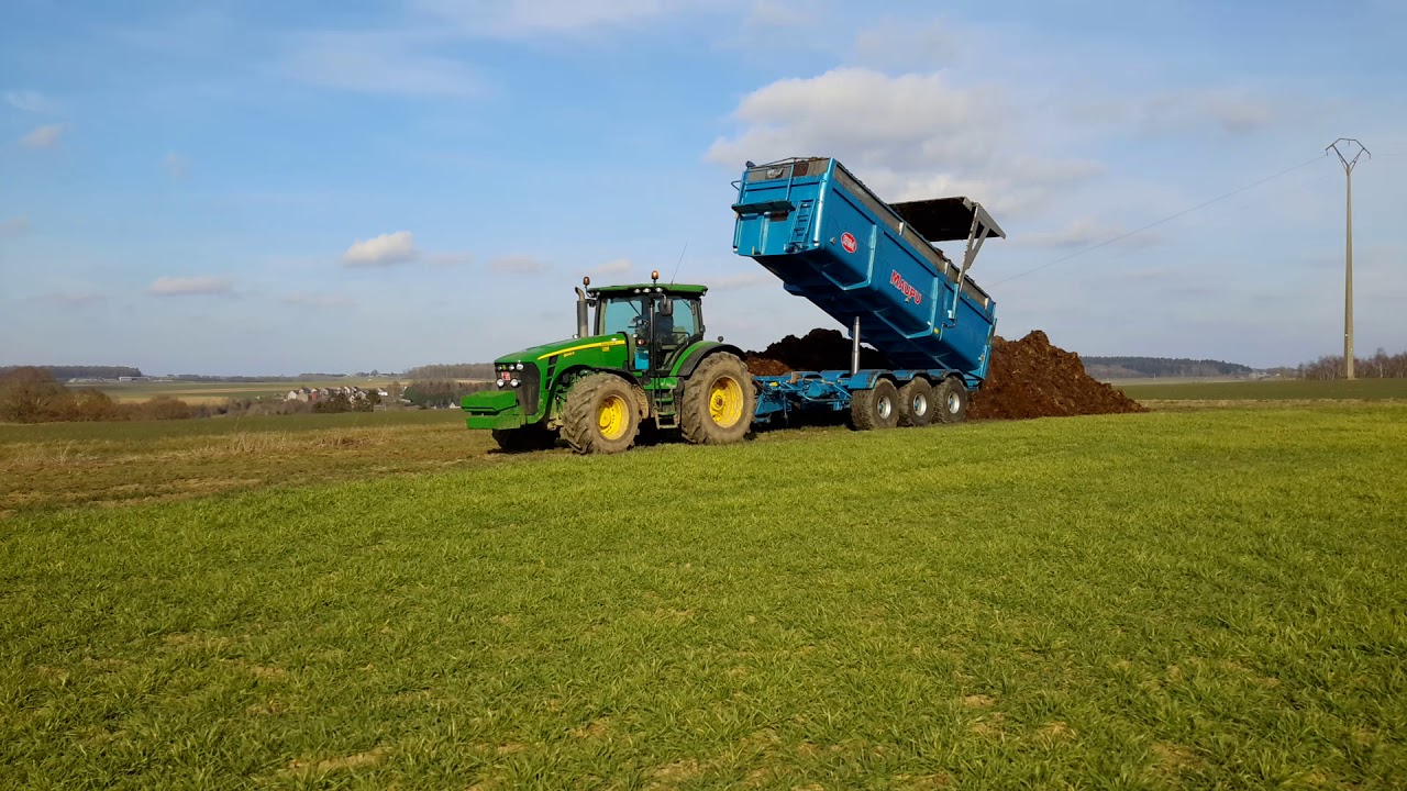 John deere 8345r avec benne maupu 30 tonnes fumier 2019