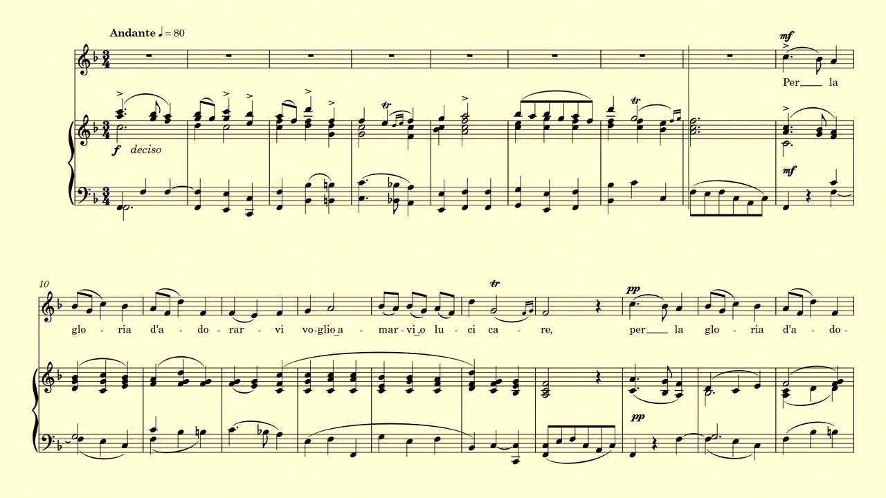 Per la gloria d'adorarvi - accompaniment - Bononcini   F major