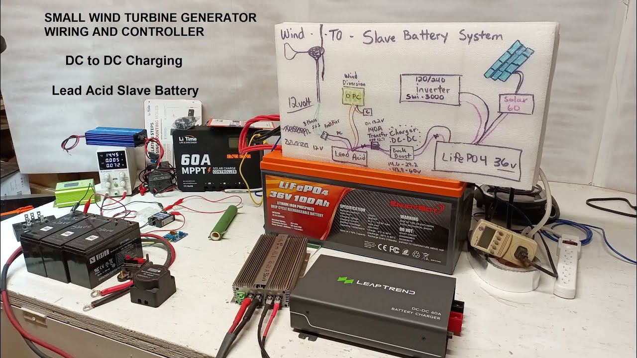 Small Wind Turbines, Cheap Slave Battery & Diversion Control to Charge Lithium LiFePo4 Battery