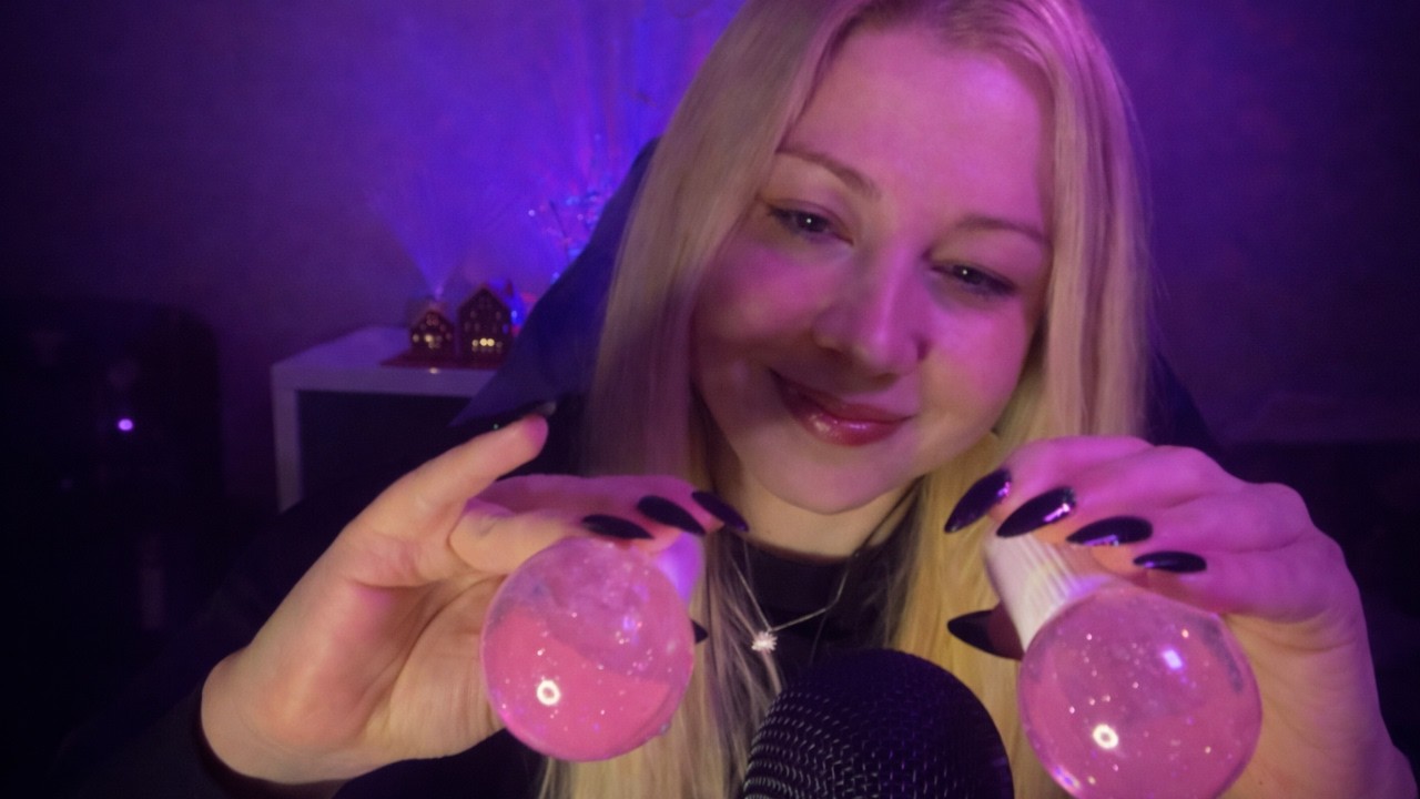 ASMR Live Replay ~ Ice Globes, Coconut Rain, Light Triggers, Face & Hair Brushing,  Sequin Gloves 💜