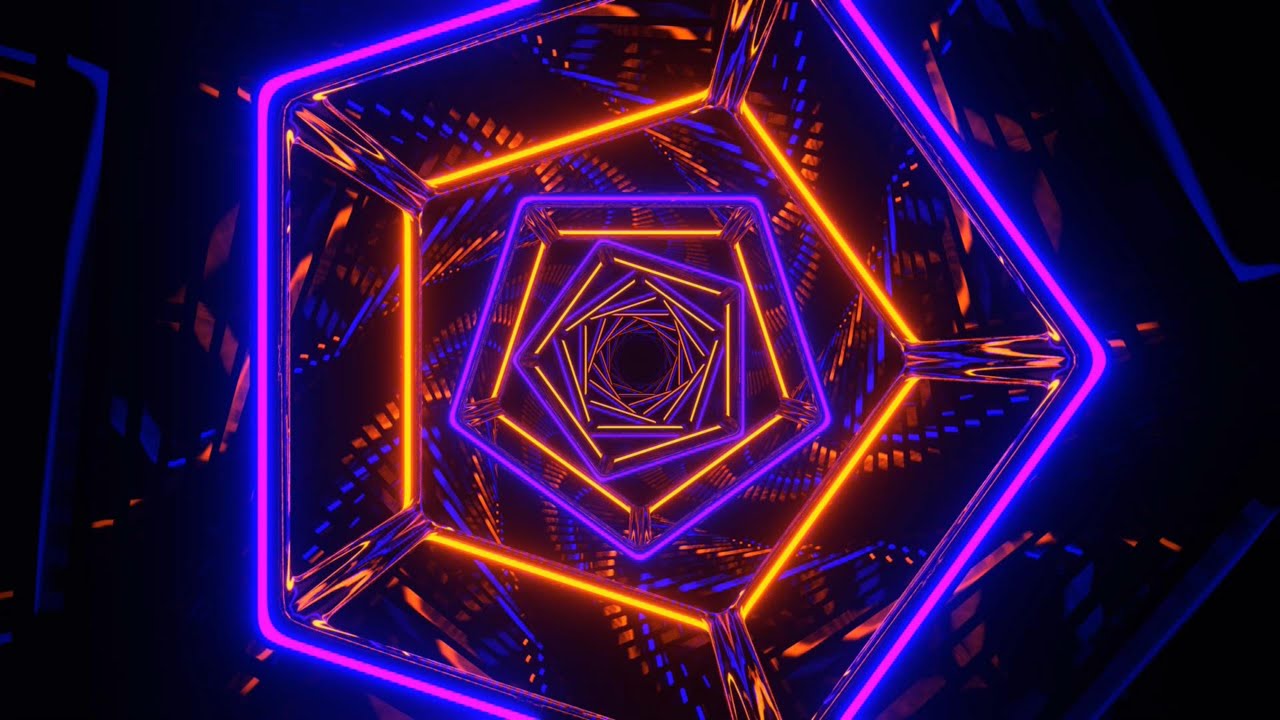 ✨ Économiseur d'écran 4K – Tunnel de Miroirs Néon Violet et Orange – VJ (Sans Audio)