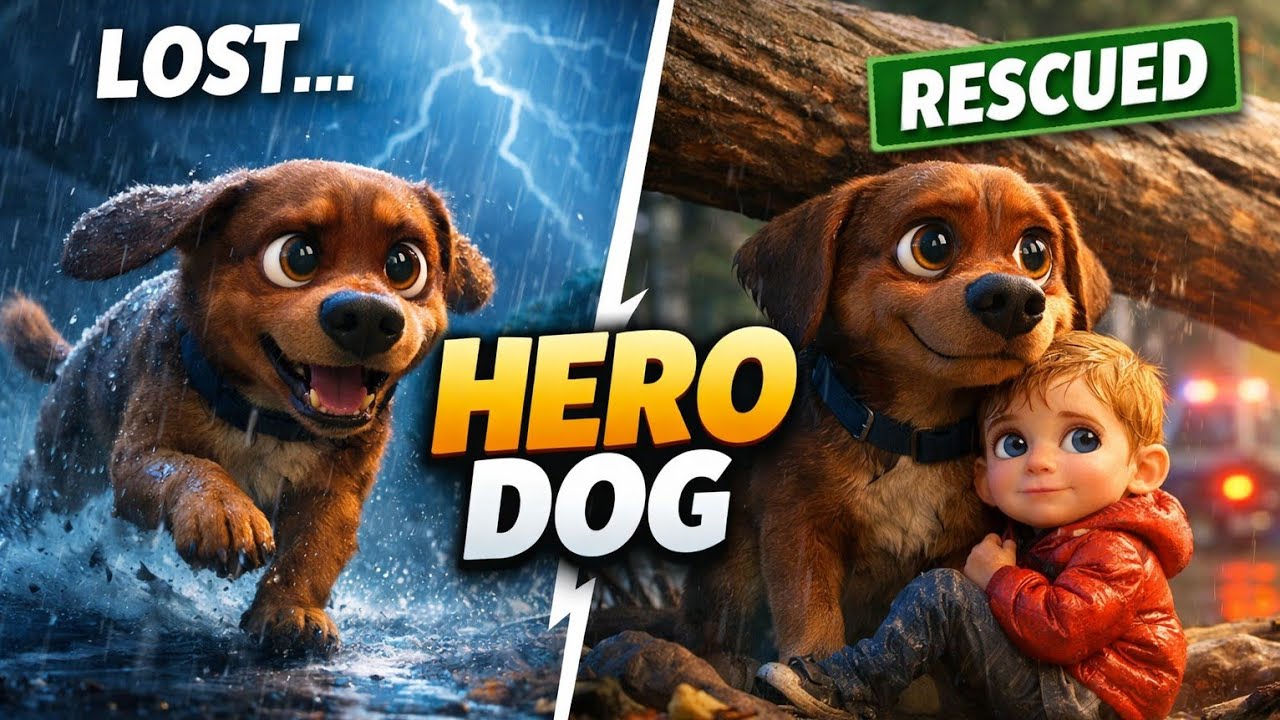 A Dog Stayed in the Storm All Night to Protect a Child|