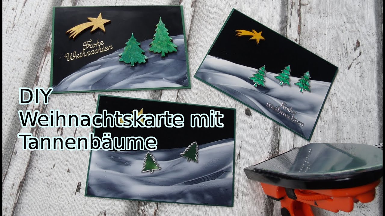 Encaustic Enkaustic - Malerei Weihnachtskarten mit Tannen selbstgemacht [deutsch]