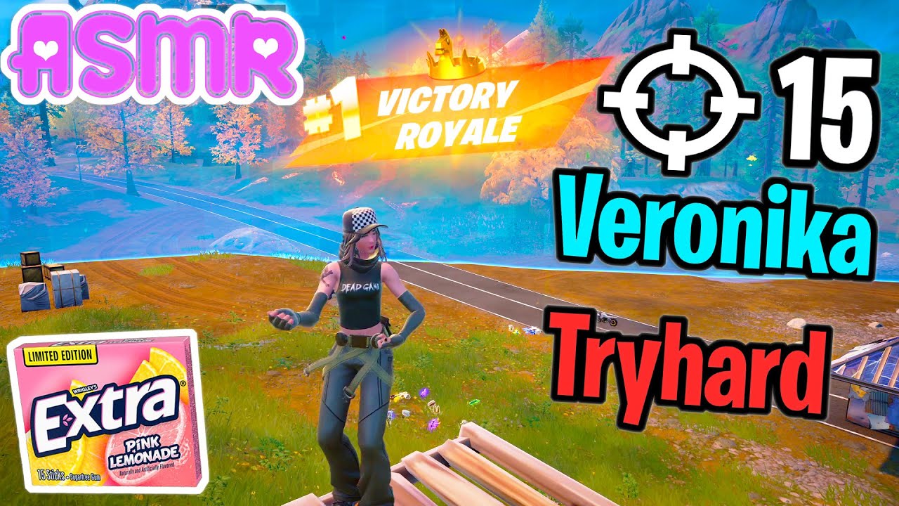 ASMR Gaming 🍀 Fortnite Veronika Victory Relaxing Gum Chewing + Controller Sounds Whispering 🎧
