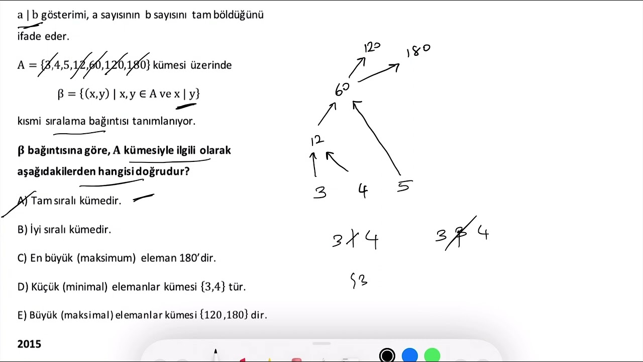 Soyut Matematik: Bağıntı Soru Çözümü 12 (Sıralama bağıntısı) (2015L Benzer) 