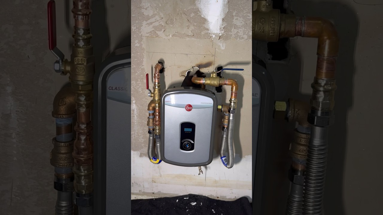 Installing a Rheem 2.54 GPM tankless water heater with whatever I got on the truck