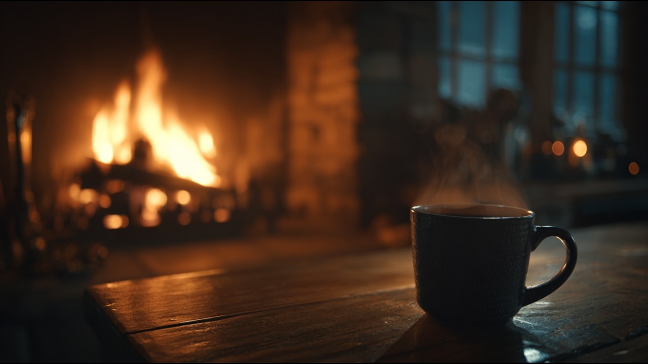 Cozy Fireplace Lo fi Beats ☕ Night Focus Music for Work, Study & Relaxation