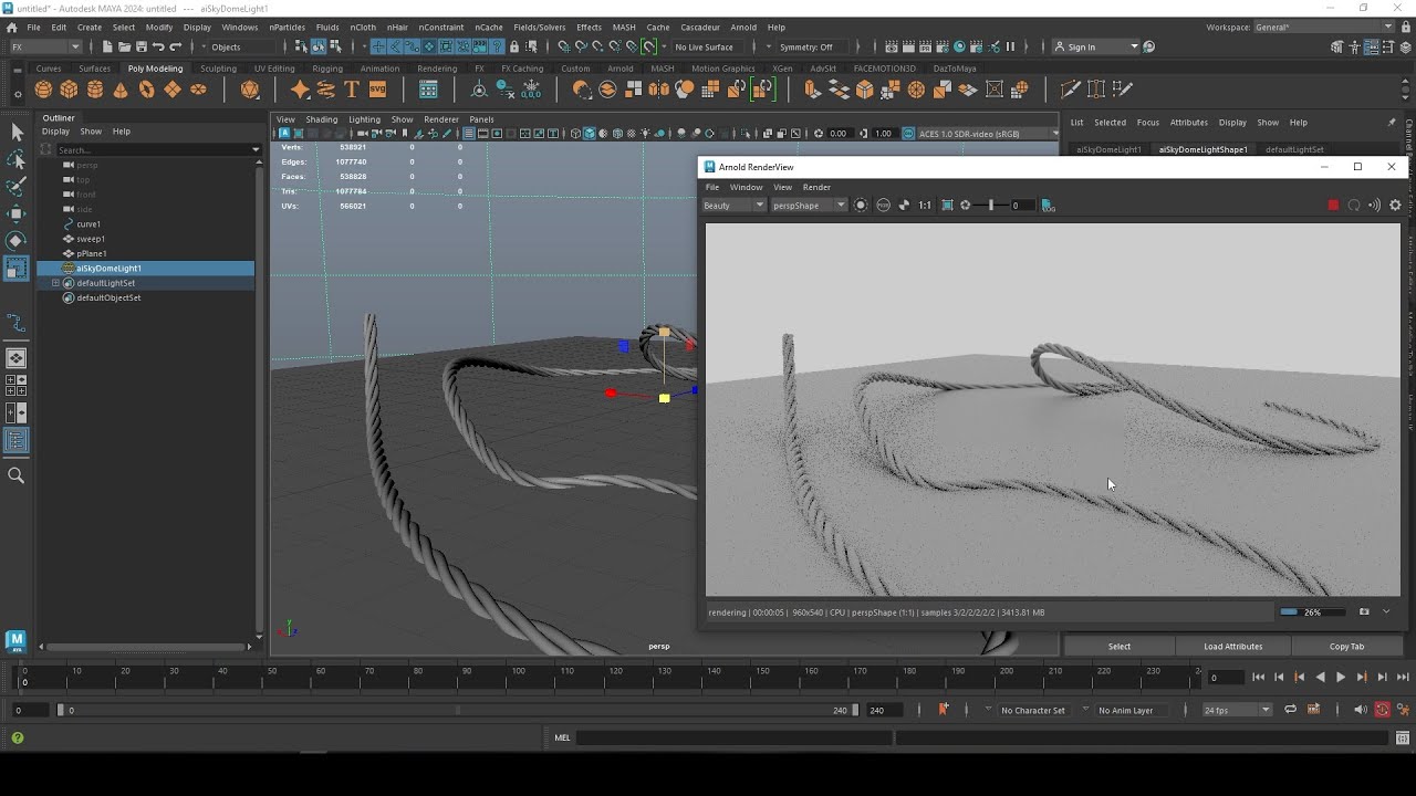 Autodesk Maya tutorial | How to make twisted rope and live wire in Maya