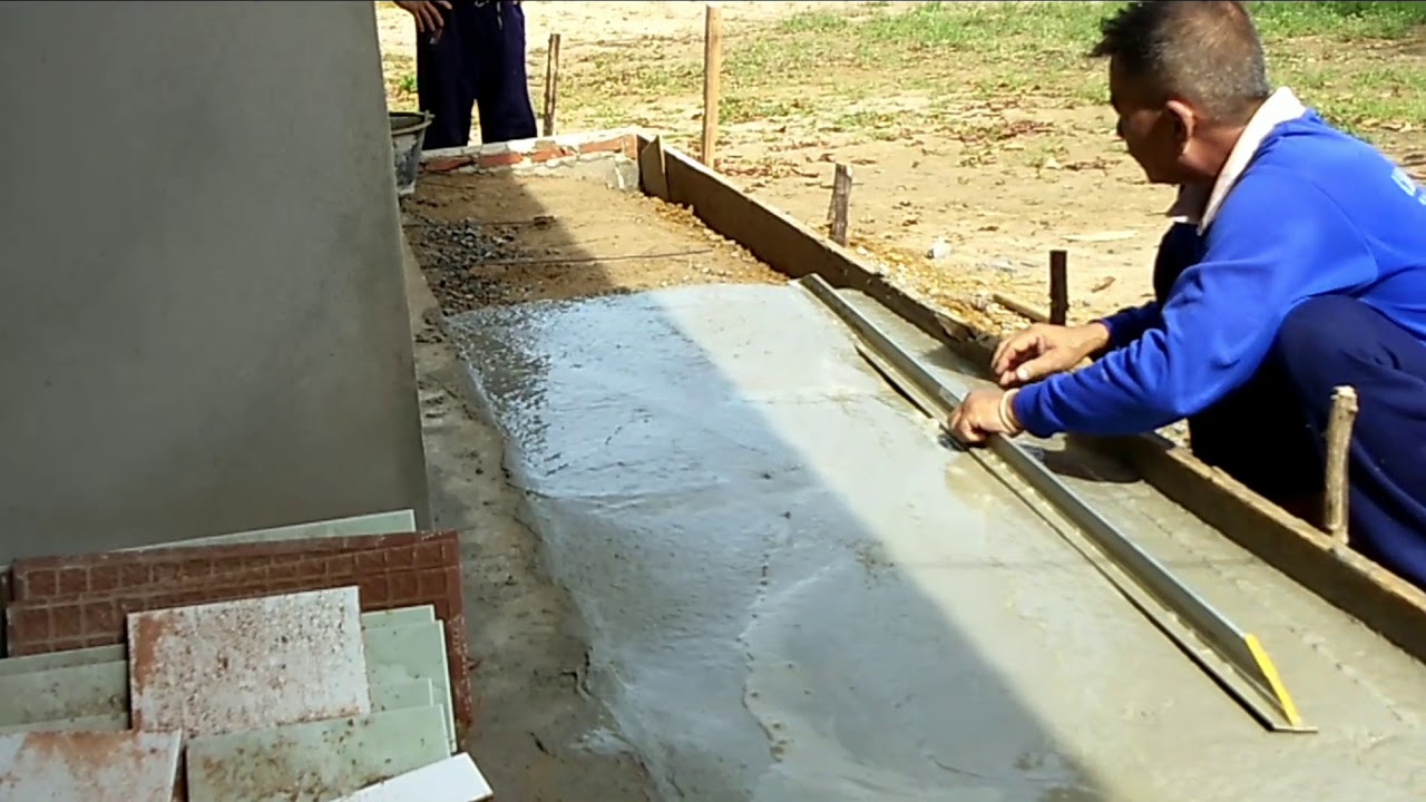 วิธีผสมปูนเทพื้นง่ายๆ Construction work in E-SAN Thailand