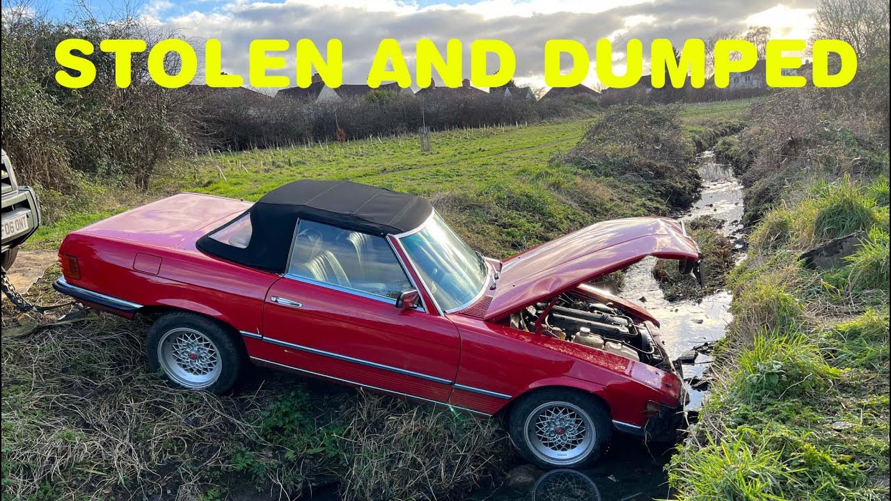 My restored R107 Mercedes 280SL - stolen and dumped. Gutted.