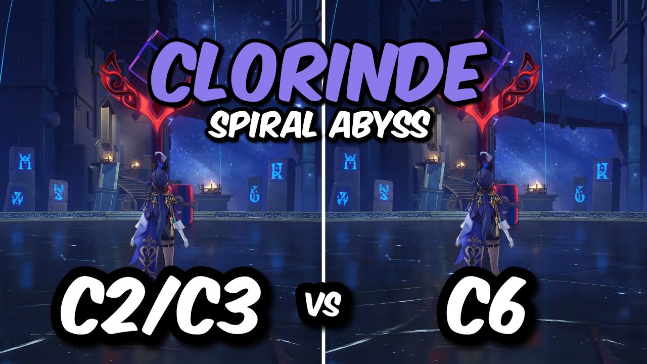C2/C3 vs C6 Clorinde in Spiral Abyss | Clorinde Overload | Genshin Impact