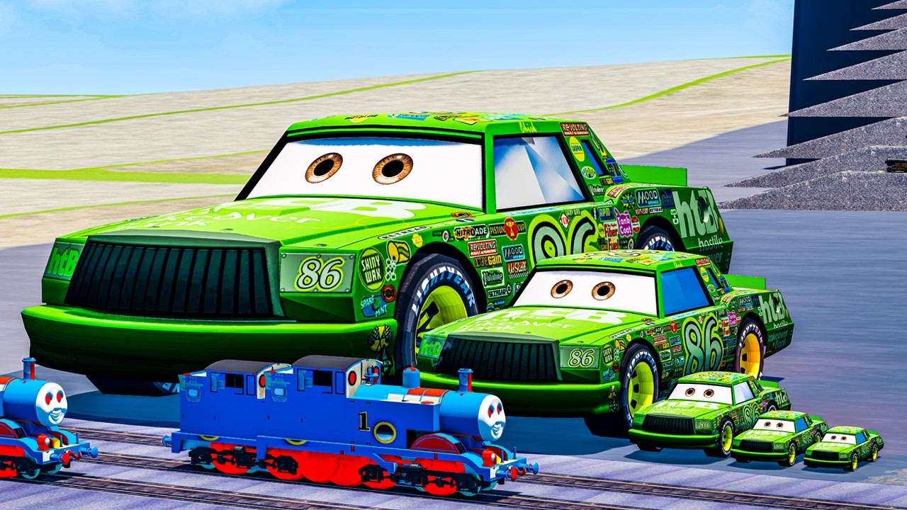 Big & Small, Long & Tall Chick Hick's Wheels vs Trains vs lava vs Bomb vs Chains – BeamNG.Drive