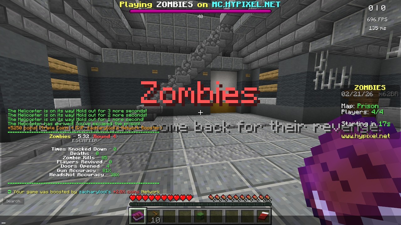 Hypixel Zombies: Heli - power role (05:56)