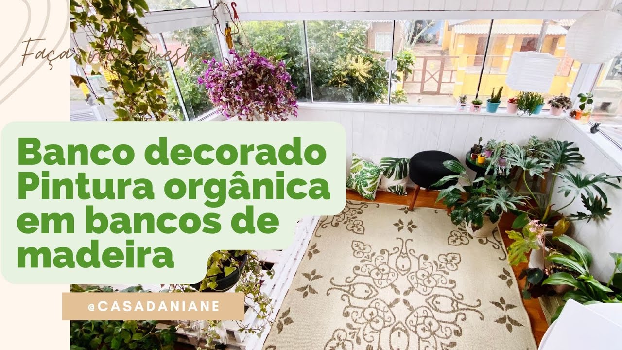 Banco decorado - Pintura orgânica em bancos de madeira