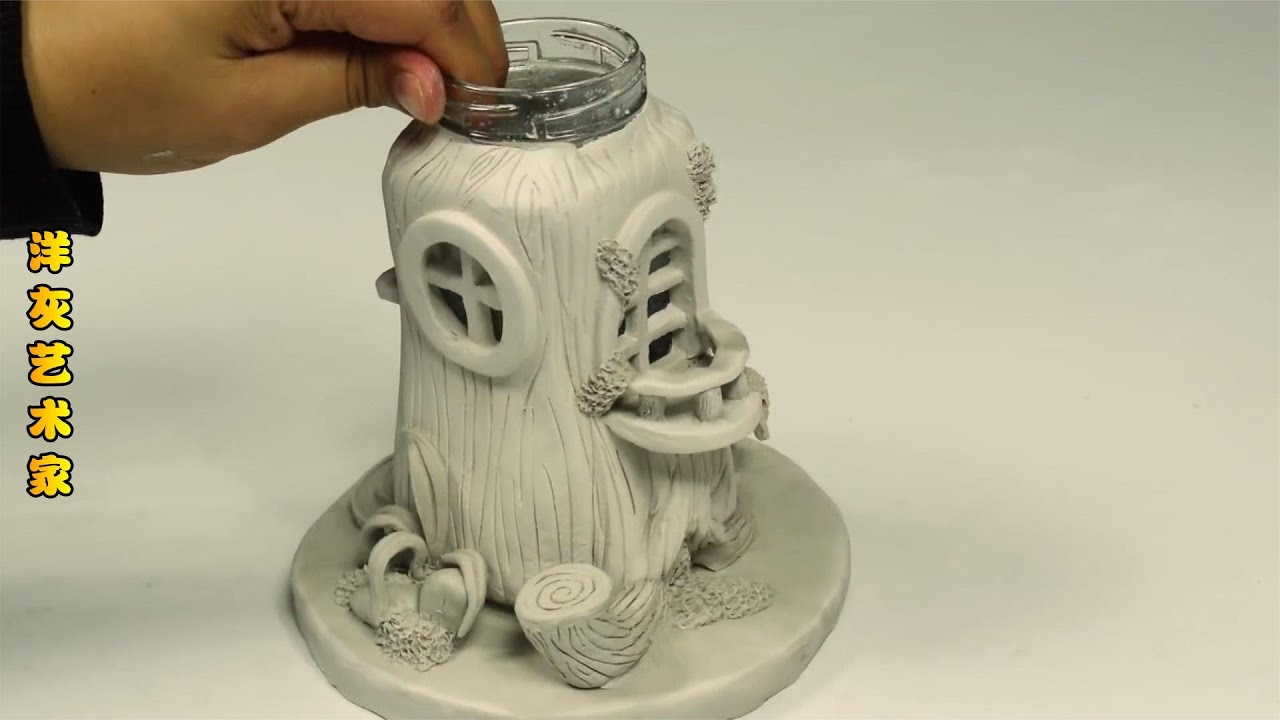 家里的玻璃瓶不要扔，把它全身覆盖陶泥改造，成品价值提升千百倍