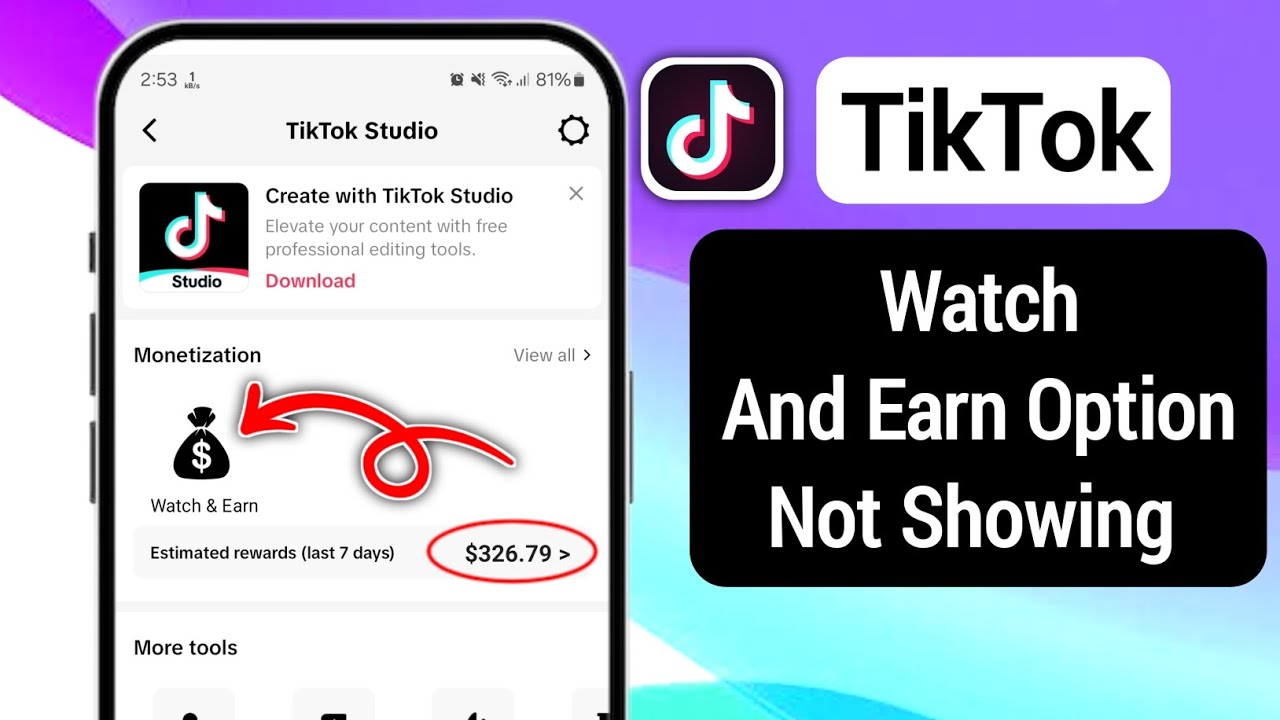 How To Get Tiktok Watch And Earn Option | Fix TikTok Watch And Earn Option Not Showing