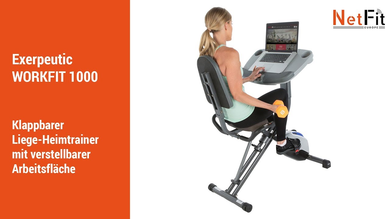 WORKFIT 1000 - Klappbarer Liege-Heimtrainer mit verstellbarer Arbeitsfläche - NetFit Europe