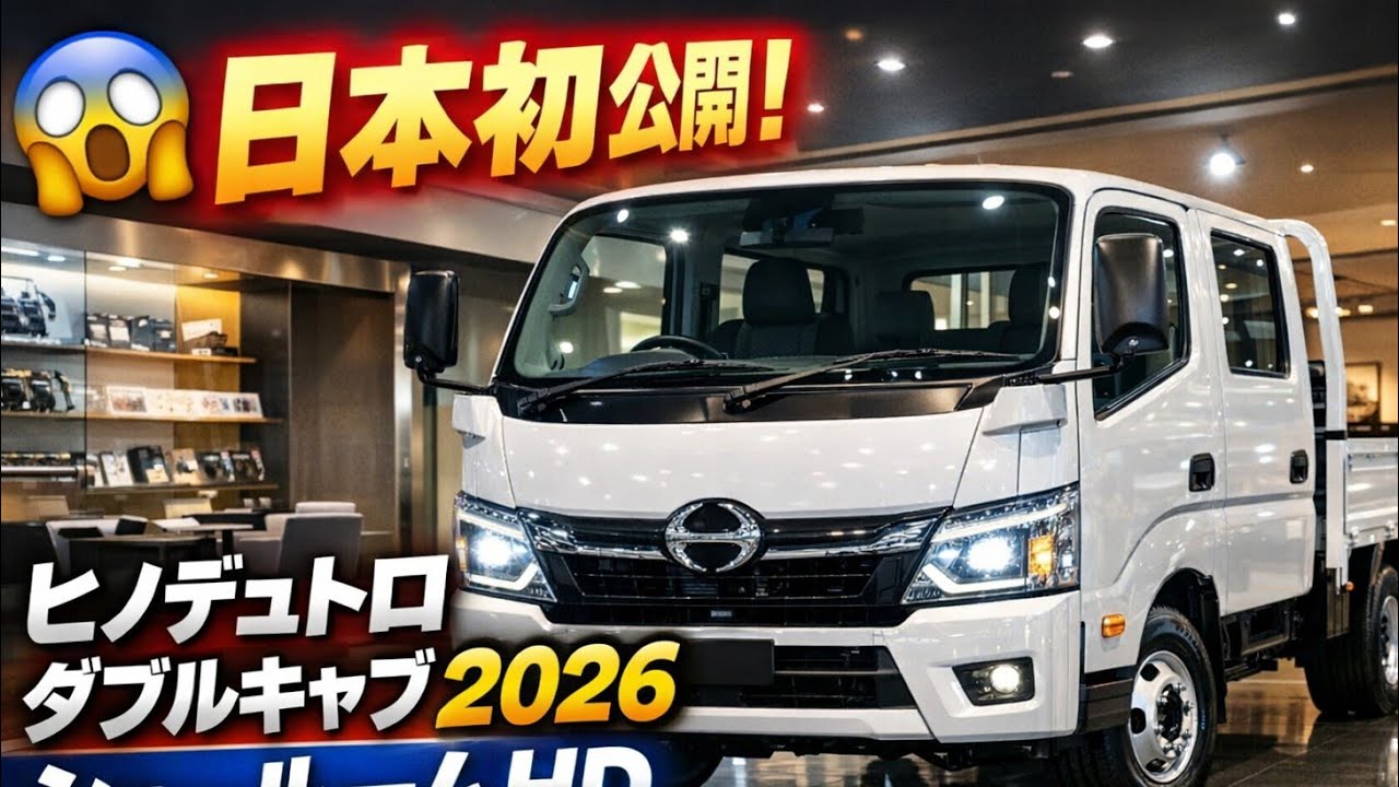 🚚 日本初公開！2026年ヒノデュトロ ダブルキャブが物流業界を変える！