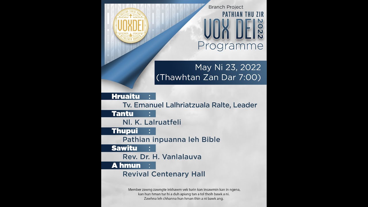 PATHIAN THU ZIR (VOX DEI) 2022 ZAN KHATNA