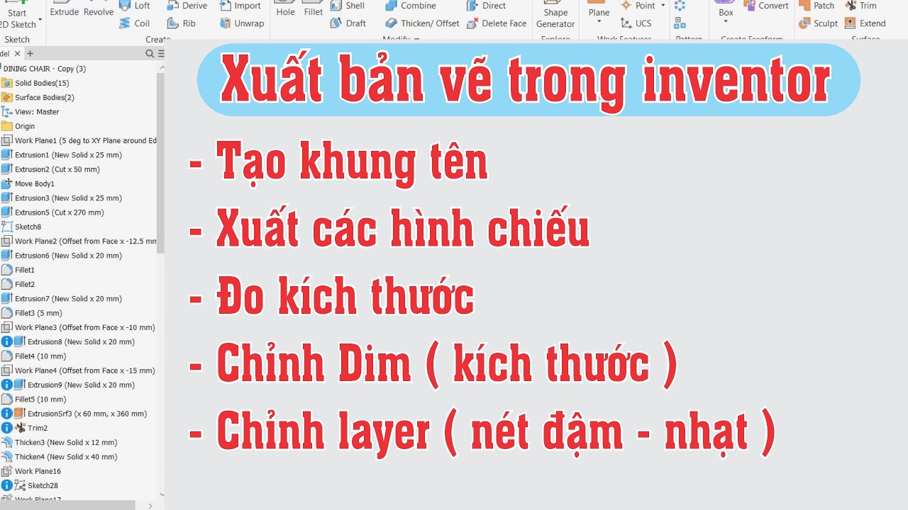 Xuất bản vẽ trong inventor, tạo khung tên trong inventor, chỉnh kích thước trong inventor .