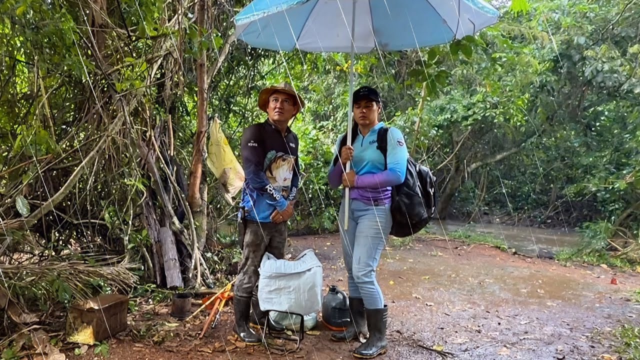  ACAMPAMENTO ⛺️ e PESCARIA 🎣 no local novo! Dia de chuva ☔️ pesca de piau e peixe frito.