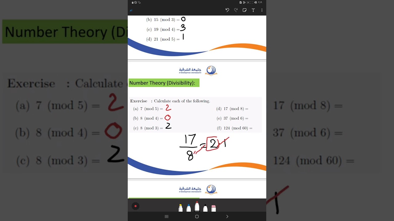 1 (Mod) , division with reminder,  #math 