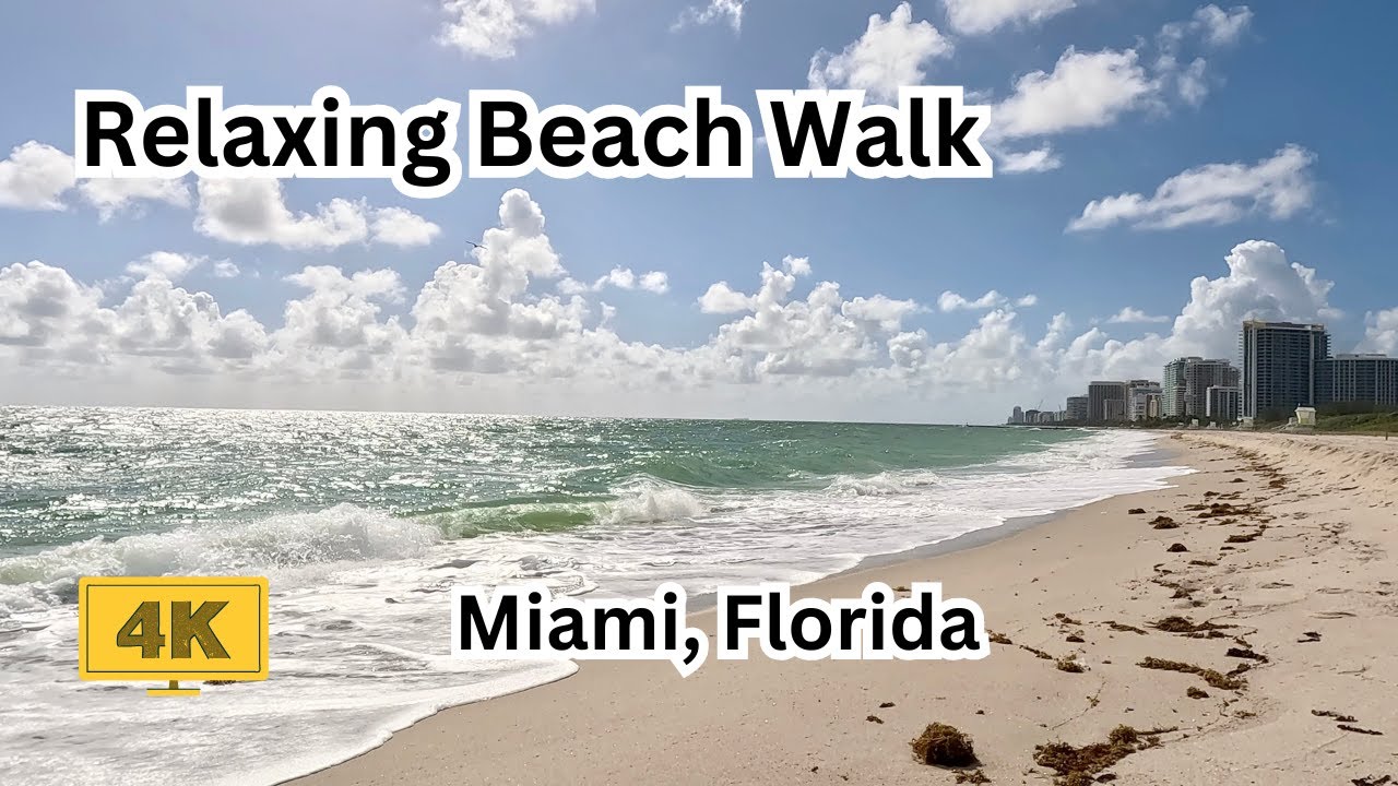 Relaxed Morning Beach Walk, Miami, Florida. Walk with me.