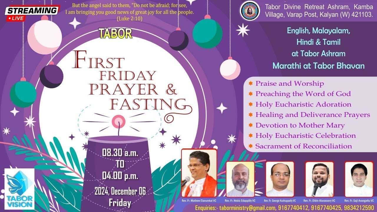 TABOR  FIRST FRIDAY  SERVICE   🔴 LIVE  6 DEC  2024 8.30AM TO 4PM TABOR ASHRAM, KALYAN, MUMBAI